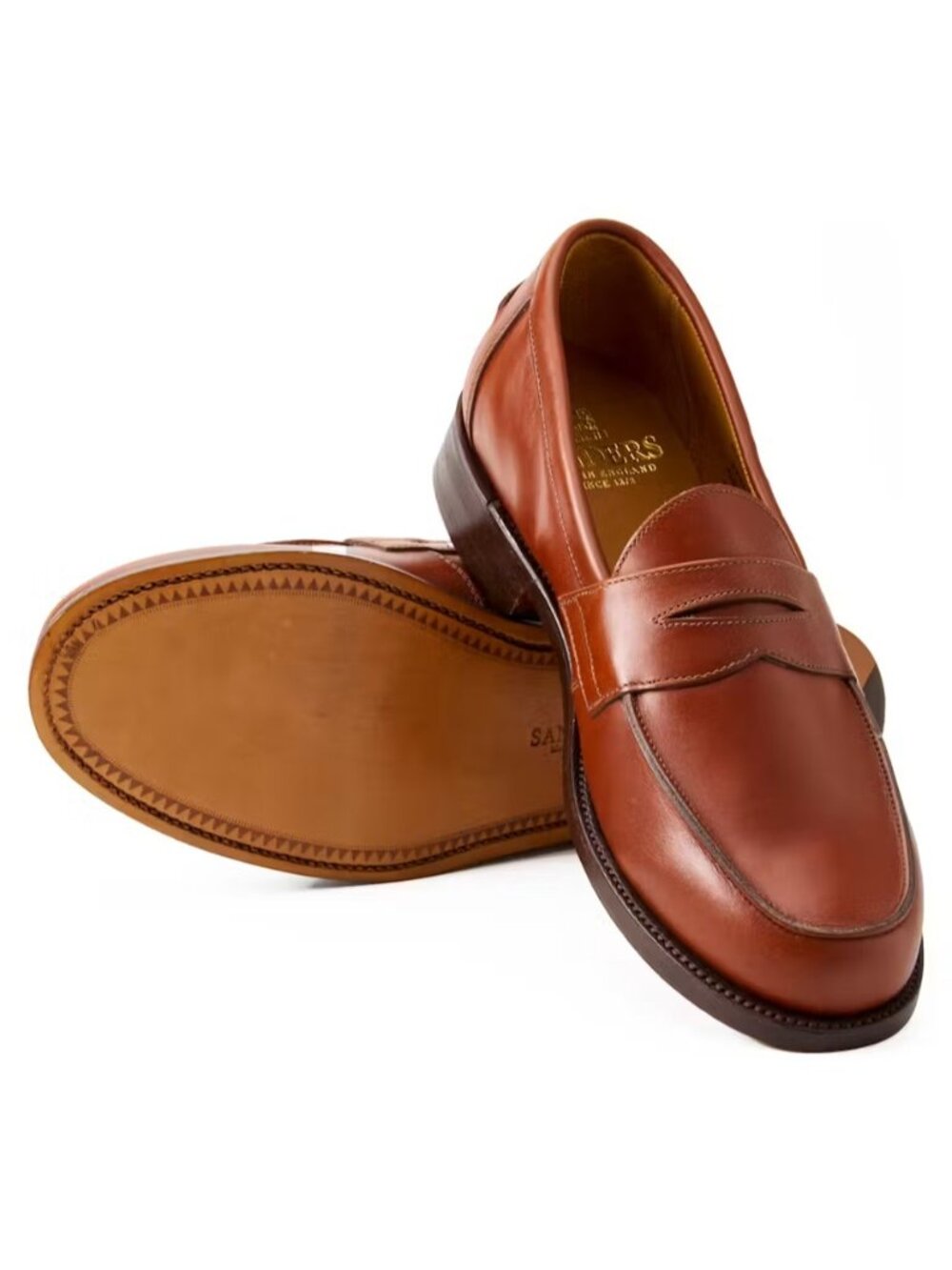 Sanders England Madrid Penny Loafer in Waxy Brown Size 10